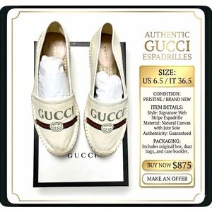 Gucci White Espadrilles with Web Detail